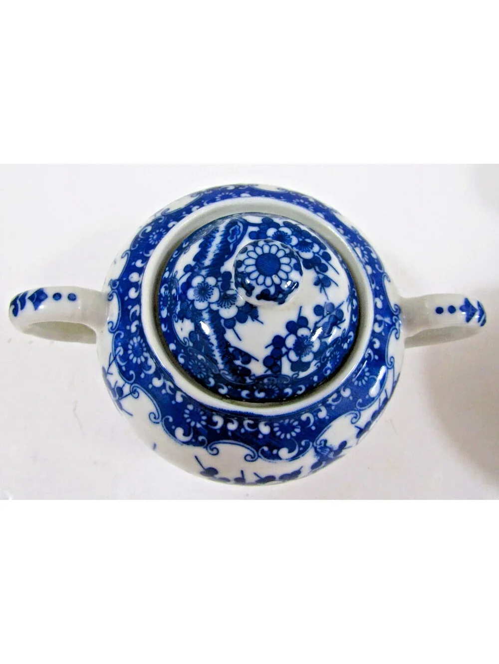 Lot of 14 Vintage Japanese Porcelain Blue and White Cherry Blossom Pattern